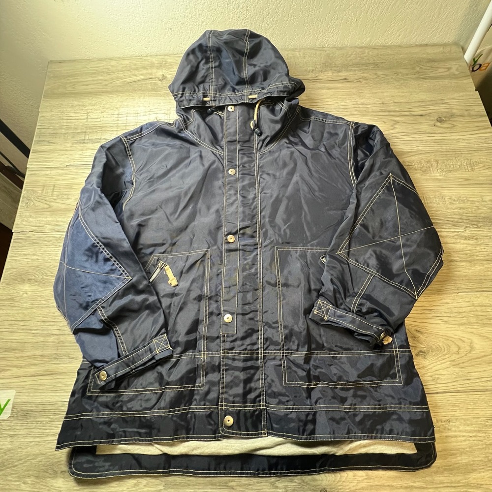 Gap Anorak Jacket Mens Large Navy Blue Contrast vtg Hooded Gorpcore Utility